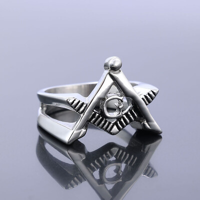 #ad Plated Freemason Ring Stainless Steel Masonic Sgnet Ring for Men 7 15 Size $11.99