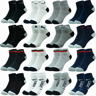 #ad Mens 3 12 Pairs Cotton Sports Comfort Ankle Quarter Crew Low Cut Socks Size 9 13 $12.99