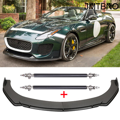 #ad For Jaguar F Type XE XF XJ Carbon Front Bumper Lip Spoiler Splitter Strut Rods $109.29