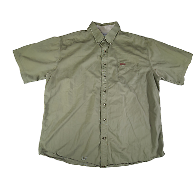 #ad Carhartt Shirt Mens XXL Tall Heavy Duty Workwear Cotton Short Sleeve Button Down $18.88