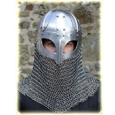 #ad Steel Medieval Tournament Helmet Armor Helmet with Chainmail Collectible Replic $171.00