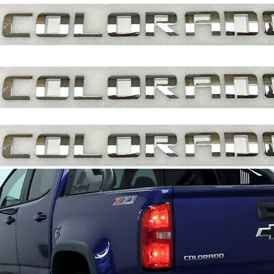 #ad 3x Rear Tailgate amp; Side Door Side Raised Letter For Colorado Emblem Gloss Chrome $19.99