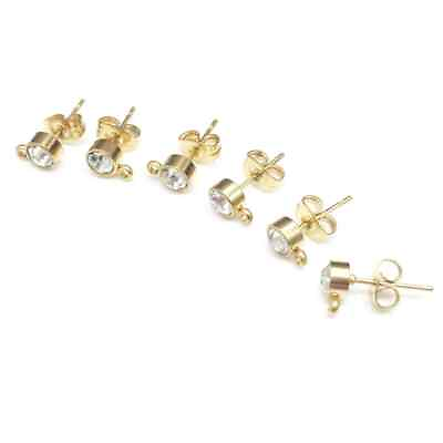 #ad 50pcs Stainless Steel Crystals Women#x27;s Earrings Post Connectors Earring Findings $11.90