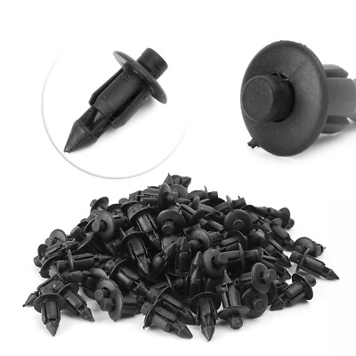 #ad 100PCS For Yamaha YZF R1 Black Push In Type Rivets Fastener Pin Clips Plastic $8.89