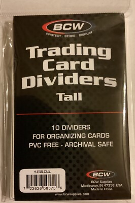 #ad 10 BCW Tall Trading Card Dividers New Unopened With Tracking $3.65