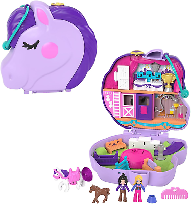 #ad Polly Pocket Compact Playset Jumpin#x27; Style Pony with 2 Micro Dolls Accessories $30.06