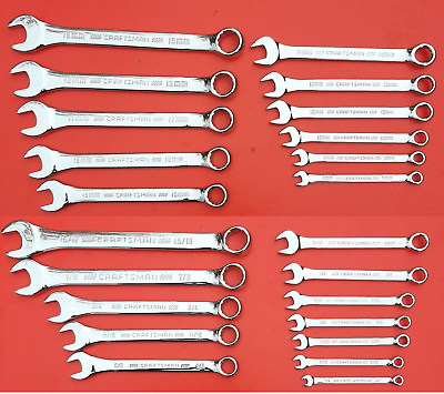 #ad NEW CRAFTSMAN 23 Piece FULL POLISHED SAE amp; METRIC Combination Wrench set $53.83