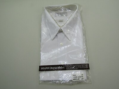 #ad #ad VTG Sears Dress Shirt Mens 17 Short Sleeve Regular Cut Perma Prest Work Wear New $17.99