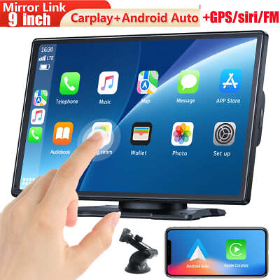 #ad #ad 9 Inch Portable Car Stereo Radio Wireless Apple Carplay Android Auto GPS AUX FM $88.99