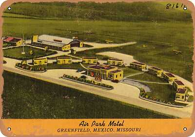 #ad Metal Sign Missouri Postcard Air Park Motel Greenfield Mexico Missouri $18.66