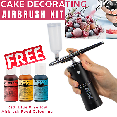 Sprinks Portable Airbrush for Cake Decorating Charges via USB amp; 3 Food Colours AU $109.95