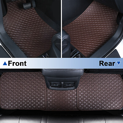 #ad For Hyundai Car Floor Mats Liner 3D Diamond Grid PU Leather Carpets Waterproof $31.99