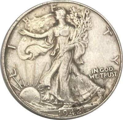 #ad 1942 D Silver Walking Liberty Half Dollar Grading VF XF 90% Silver $18.25