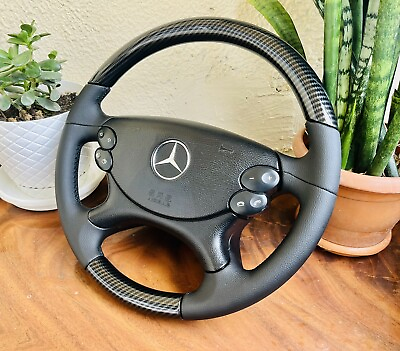 #ad Mercedes Steering Wheel Wood Carbon Black New Leather W211 R230 W209 W463 AMG $898.00