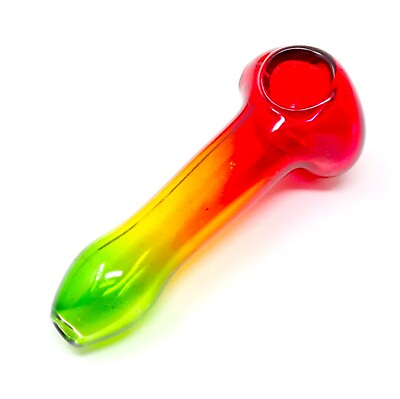 #ad 4.5quot; Rasta Standard Spoon Glass Pipe Tobacco Smoking Herb Hand Pipes THB 81 $9.45