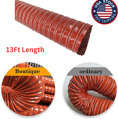 #ad 4#x27;#x27; ID Silicone 2 Ply Air Ducting Flexible Air Duct Coldamp;Hot Air Wire Helix 13FT $109.25