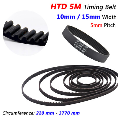 #ad HTD 5M Rubber Timing Belts Pitch 5mm Closed for CNC 3D Printer Width 10mm 15mm $4.09