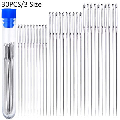 #ad 30PCS Large Eye Needles Hand Sewing Tool with Storage Tube for Act Crafts 3 Size $7.99