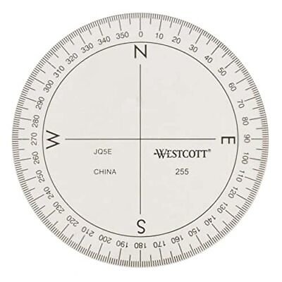 #ad Westcott ‎360 Degree Protractor Compass for Drawing and Drafting Clear 3.5 in $3.67
