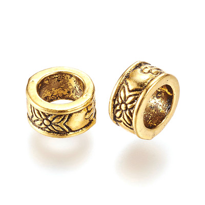#ad 50pcs Tibetan Alloy Ring Metal European Beads Large Hole Carved Charms Gold 8mm $7.86