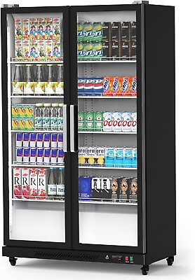#ad Commercial Glass 2 Door Beverage Refrigerator Cooler Merchandiser 27.1 Cu.Ft Bar $1861.99