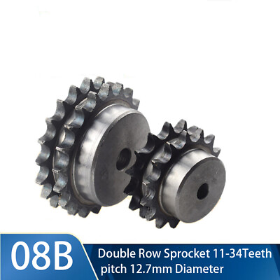 #ad 08B Double Row Sprocket 11 34Teeth pitch 12.7mm Diameter 49 142mm 45# steel $8.89