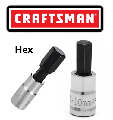 #ad New Craftsman Hex Bit Sockets 1 4quot; or 3 8quot; Drive Choose a Size SAE or Metric $6.95