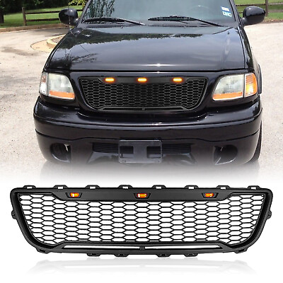 #ad Fits Ford F 150 1999 2003 Front Bumper Grill Honeycomb W 3 Lights Black Grille $119.08