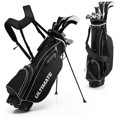 #ad Men#x27;s Complete Golf Clubs Package Set 10 Pieces Includes Alloy Driver Black Golf $218.97