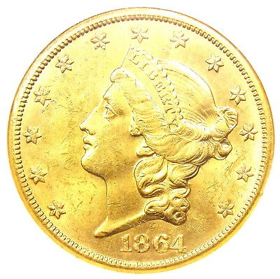 #ad 1864 S Liberty Gold Double Eagle $20 Coin NGC MS61 BU UNC $15000 Value $9941.75