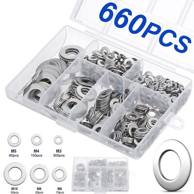 #ad #ad 304 Stainless Steel Washers Flat Washer Assortment Set Value Kit660 Pieces USA $7.19