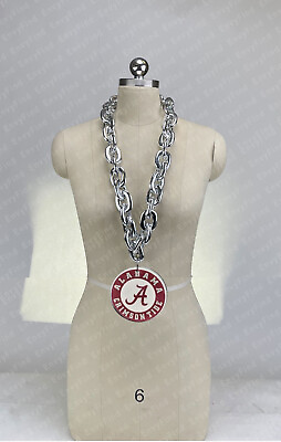 #ad New University Alabama BAMA Jumbo Silver Big Fan Chain Necklace Foam MI USA $25.97