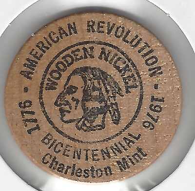 #ad 1976 GREAT SEAL OF SOUTH CAROLINA US Revolution Bicentennial 1quot; Wooden Nickel $3.95