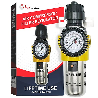 #ad LE LEMATEC Air Compressor Filter and Air Regulator 1 2quot; Combo. 160 PSI Heavy ... $44.54