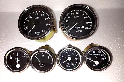 #ad Smiths Kit Elec Temp Oil Fuel Amp Gauge Speedo0 180 mph Tacho0 80 85 mm BC $43.20