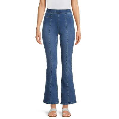 #ad No Boundaries Juniors Front Seamed Medium Wash Blue Pull On Flare Jeggings NEW $15.75
