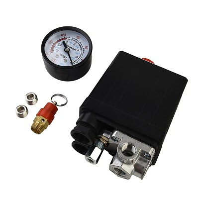 #ad 175psi 4 Port Air Compressor Pressure Switch Manifold Regulator Safety Valve $30.06