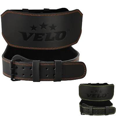 #ad VELO Power Weight Lifting Buffalo Hide 6quot; Leather Belt Gym Fitness Back Support $16.99