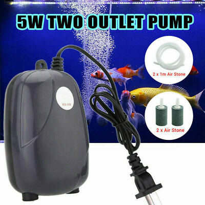 #ad Silent Air Pump Large Aquarium Fish Tank Pump Hydroponic Oxygen 2 Outlet Pump $12.68