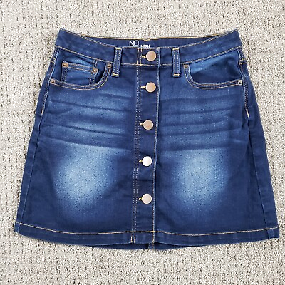 #ad NOBO Denim Skirt size 9 Jean High Rise Mini 27W Button Front Juniors Y2k $8.00