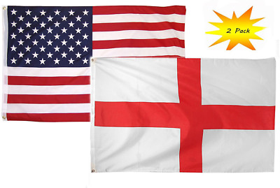 #ad 2x3 2#x27;x3’ Wholesale Set 2 Pack USA American amp; England Country Flag Banner $12.88