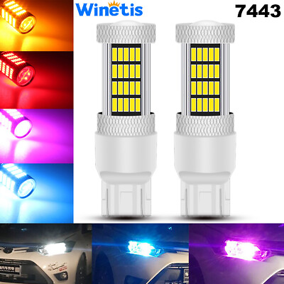 #ad 92SMD 7443 7440 T20 Backup Reverse Brake Stop Tail Light LED Bulbs DRL Replace $13.93