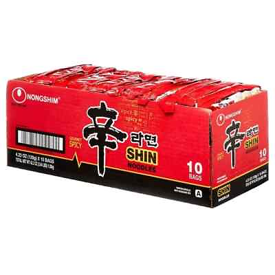 #ad Nongshim Shin Ramyun Spicy Beef Ramen Noodle Soup Pack 4.02oz X 10 Count $15.99