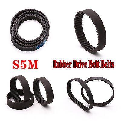#ad Drive Belt S5M Rubber Drive Belt Belts Closed Timing Belt 15 20 25mm Width Black $3.92