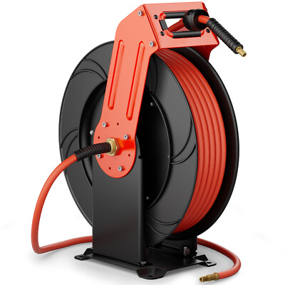 #ad Heavy Duty Steel Retractable Pneumatic Air Hose Reel 3 8quot; In x 33 Ft Dual Arm $109.99