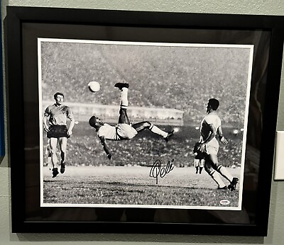 #ad Pele Signed 16x20 Bicycle Kick Photo Matted Framed PSA Certified Brazil $399.99