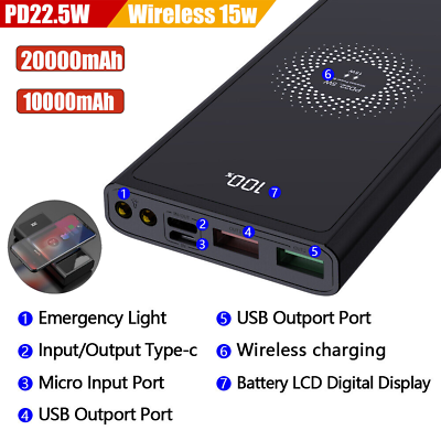 #ad 20000mAh Wireless Power Bank Backup Fast Portable Charger External Battery 2USB $15.99