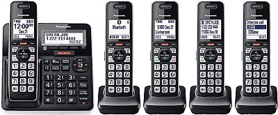 #ad Panasonic Cordless Phone System Answering Machine 5 Handset Bluetooth Call Block $129.98