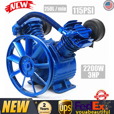 #ad V Air Compressor Pump Head for 3 HP 2 Piston Motor Twin Cylinder Single Stage $108.10