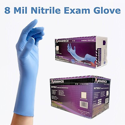 #ad 8 Mil Nitrile Exam Gloves Extended Cuff Powder amp; Latex FREE Heavy Duty 500 Pcs $19.99